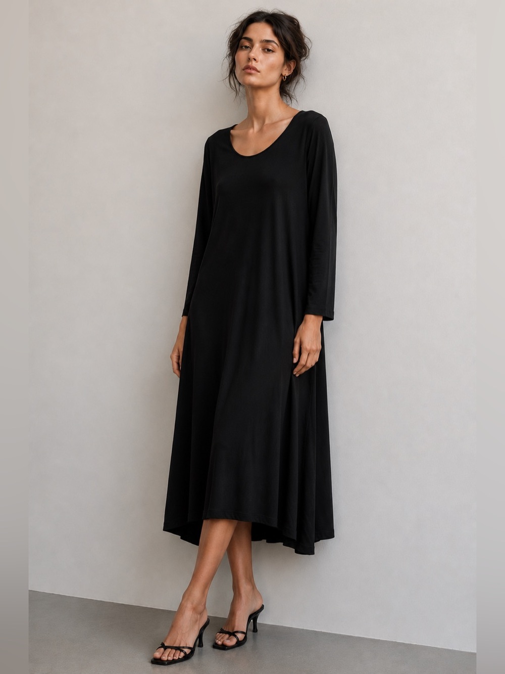 Ann Taylor Black Long Sleeve Midi Dress – Size M